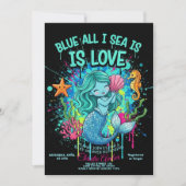 Blue All I Sea is Love Bridal Shower Invitation 招待状 (正面)