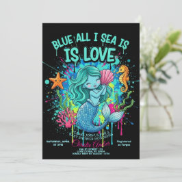 Blue All I Sea is Love Bridal Shower Invitation 招待状