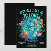 Blue All I Sea is Love Bridal Shower Invitation 招待状 (正面/裏面)
