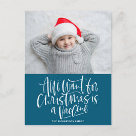 Blue All I Want for Christmas is a Vaccine Photo シーズンポストカード