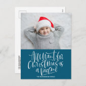 Blue All I Want for Christmas is a Vaccine Photo シーズンポストカード (正面/裏面)