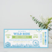 Blue Amusement Park Birthday Invitation Ticket  招待状 (スタンド正面)
