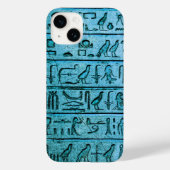 Blue Ancient Egyptian Hieroglyphs iPhone 14 Case Case-Mate iPhoneケース (裏面)