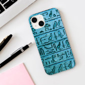 Blue Ancient Egyptian Hieroglyphs iPhone 14 Case Case-Mate iPhoneケース