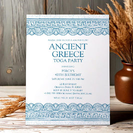 Blue Ancient Greece toga party 招待状
