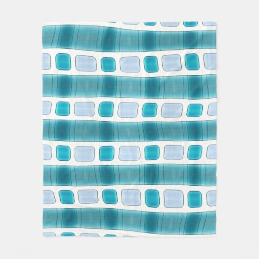 Blue and Aqua Modern Striped Pattern Blanket フリースブランケット (正面)