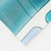 Blue and Aqua Modern Striped Pattern Blanket フリースブランケット (角)
