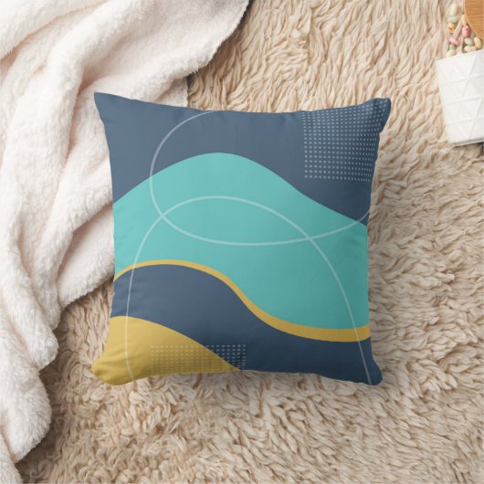 Blue and Beige Abstract Art Design クッション (ブランケット)