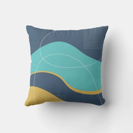 Blue and Beige Abstract Art Design クッション (裏面)