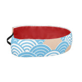Blue and Beige Japanese Wave Pattern  アスレチックヘッドバンド (左)