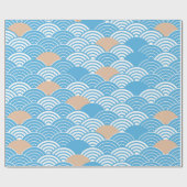 Blue and Beige Japanese Wave Pattern  ラッピングペーパー (フラット)