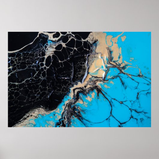 Blue and black abstract painting ポスター (正面)