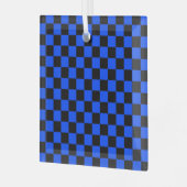 Blue and black checkerboard pattern ガラスオーナメント (正面左)