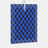 Blue and black checkerboard pattern ガラスオーナメント (正面右)