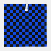 Blue and black checkerboard pattern ガラスオーナメント (裏面)