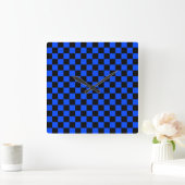 Blue and black checkerboard pattern スクエア壁時計 (ホーム)