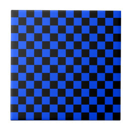 Blue and black checkerboard pattern タイル