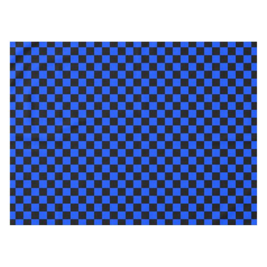Blue and black checkerboard pattern テーブルクロス (正面(横))