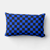 Blue and black checkerboard pattern ランバークッション (裏面)