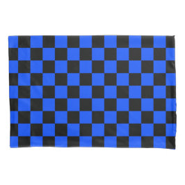 Blue and black checkerboard pattern 枕カバー