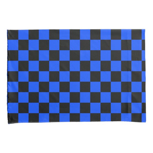 Blue and black checkerboard pattern 枕カバー (正面右)