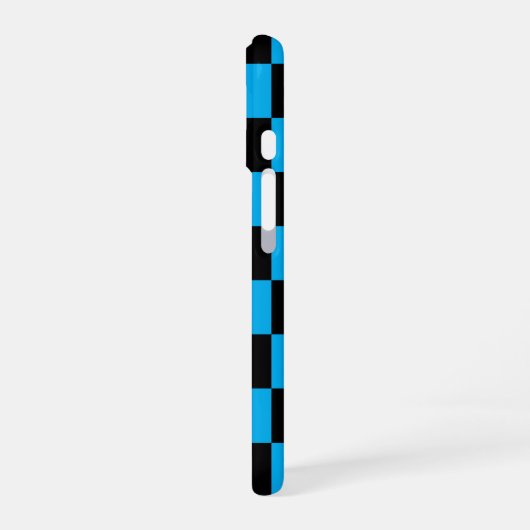 Blue and Black Checkered Print iPhone 16ケース (左側面)