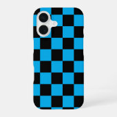 Blue and Black Checkered Print iPhone 16ケース (裏面)