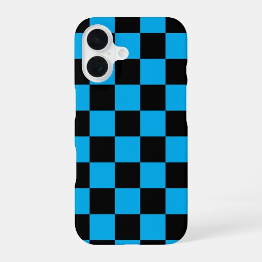 Blue and Black Checkered Print iPhone 16ケース (裏面)