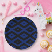 Blue and black diamond pattern ペーパープレート (パーティー)