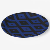 Blue and black diamond pattern ペーパープレート (アングル)