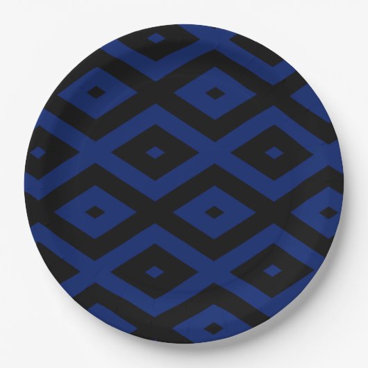Blue and black diamond pattern ペーパープレート (正面)