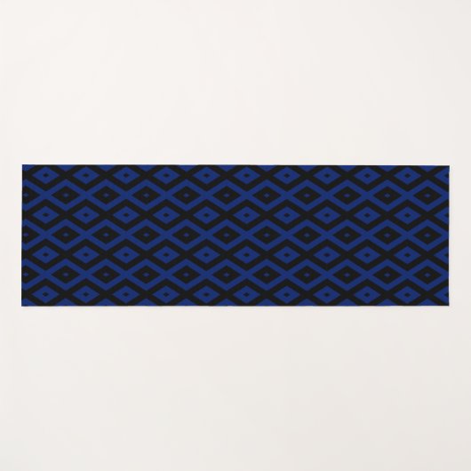 Blue and black diamond pattern ヨガマット (正面(横))