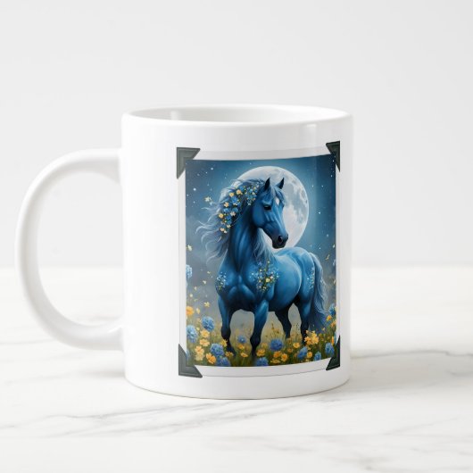 Blue And Black Fantasy Moon Horses, ジャンボコーヒーマグカップ (左)
