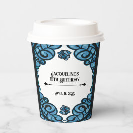 Blue and Black Gated Rose Princess Birthday  紙コップ