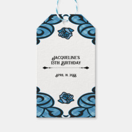 Blue and Black Gated Rose Princess Birthday  Gift ギフトタグ