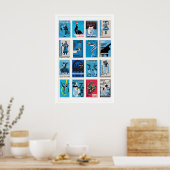 Blue and Black Matchbox Label Collage, minimalist ポスター (キッチン)