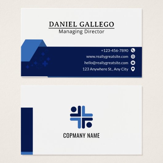 Blue and Black Modern Corporate Business Card (正面&裏面)