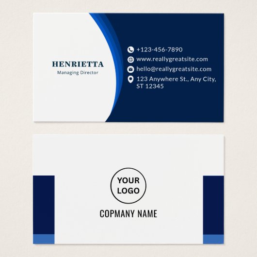 Blue and Black Modern Corporate Business Card (正面&裏面)