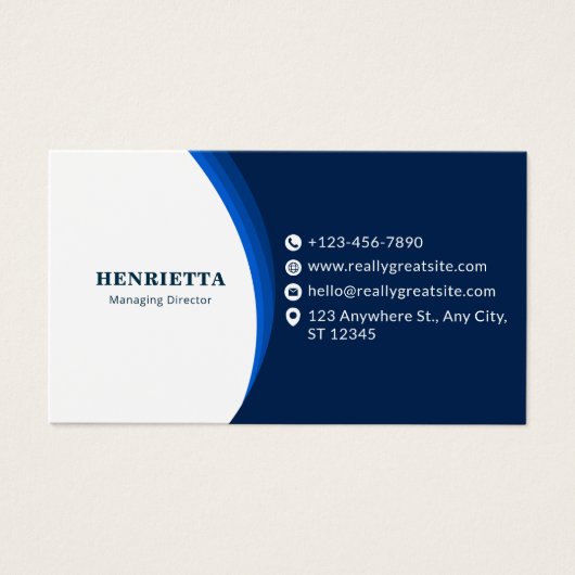 Blue and Black Modern Corporate Business Card (正面)
