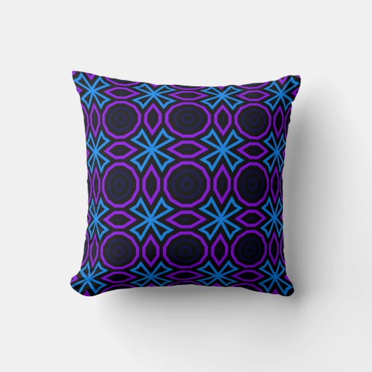 Blue and black seamless pattern with simple geomet クッション (正面)