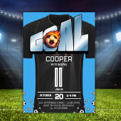 Blue and Black Soccer Shirt Birthday Party  招待状