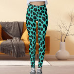 Blue And Black Spots Pattern Safari Leopard Print レギンス<br><div class="desc">Upgrade your workouts with this leopard print leggings, featuring bold black spots on a vibrant blue background. Made from soft, stretchy fabric, it's perfect for yoga, gym sessions, or casual wear. Customize it (optional) with your own image for a unique touch. Embrace your wild side today!</div>