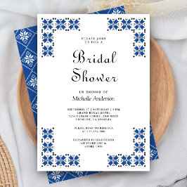 Blue and Black Ukrainian Embroidery Bridal Shower 招待状