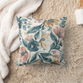 Blue and Blush Floral Pattern クッション (ブランケット)