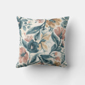 Blue and Blush Floral Pattern クッション (裏面)