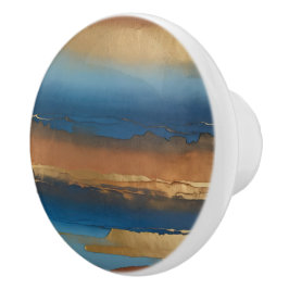 blue and bronze abstract セラミックノブ