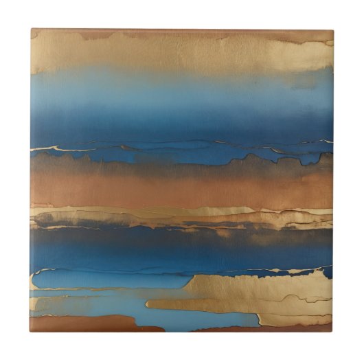 blue and bronze abstract タイル (正面)