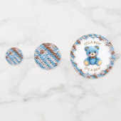 Blue and Brown Crocheted Teddy Bear It's a Boy コンフェッティ (裏面)