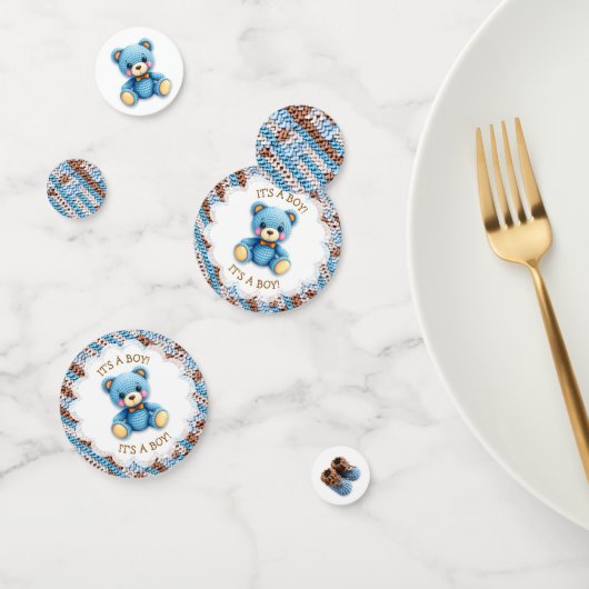 Blue and Brown Crocheted Teddy Bear It's a Boy コンフェッティ (グループ)
