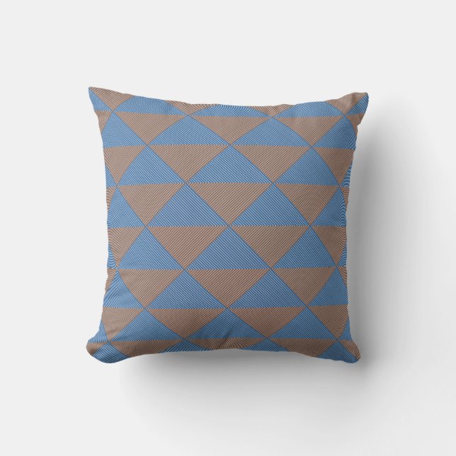 Blue and Brown Geometric Diamond Pattern | Modern  アウトドアクッション (正面)